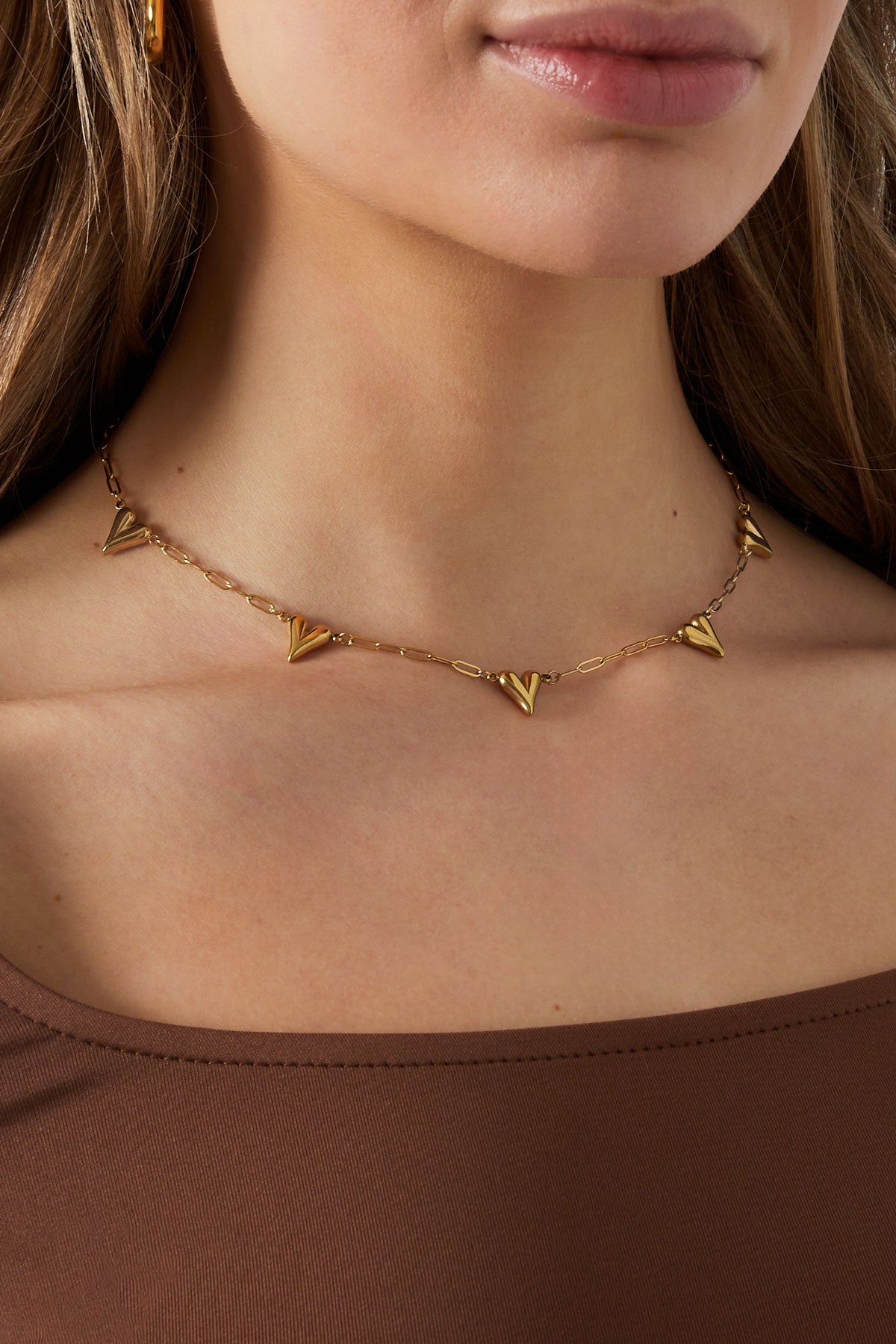 Unfolded hearts ketting
