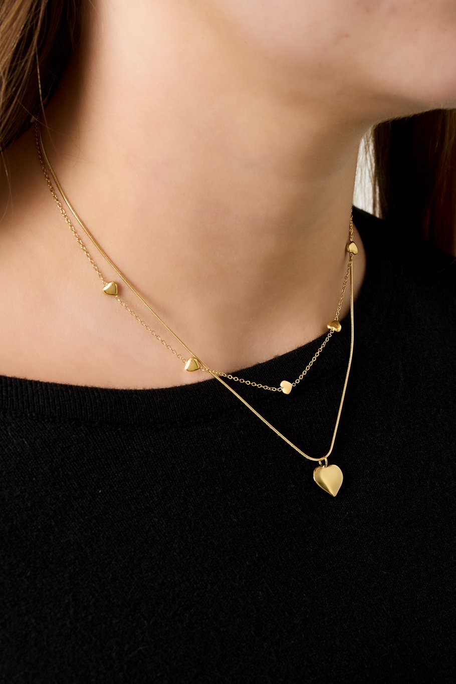 Laagjes ketting hartjes