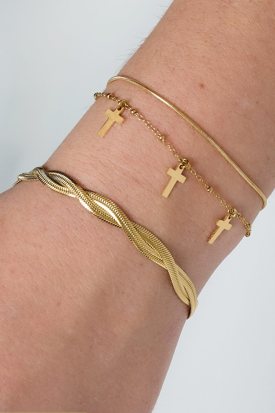 Gouden vlecht armbandje