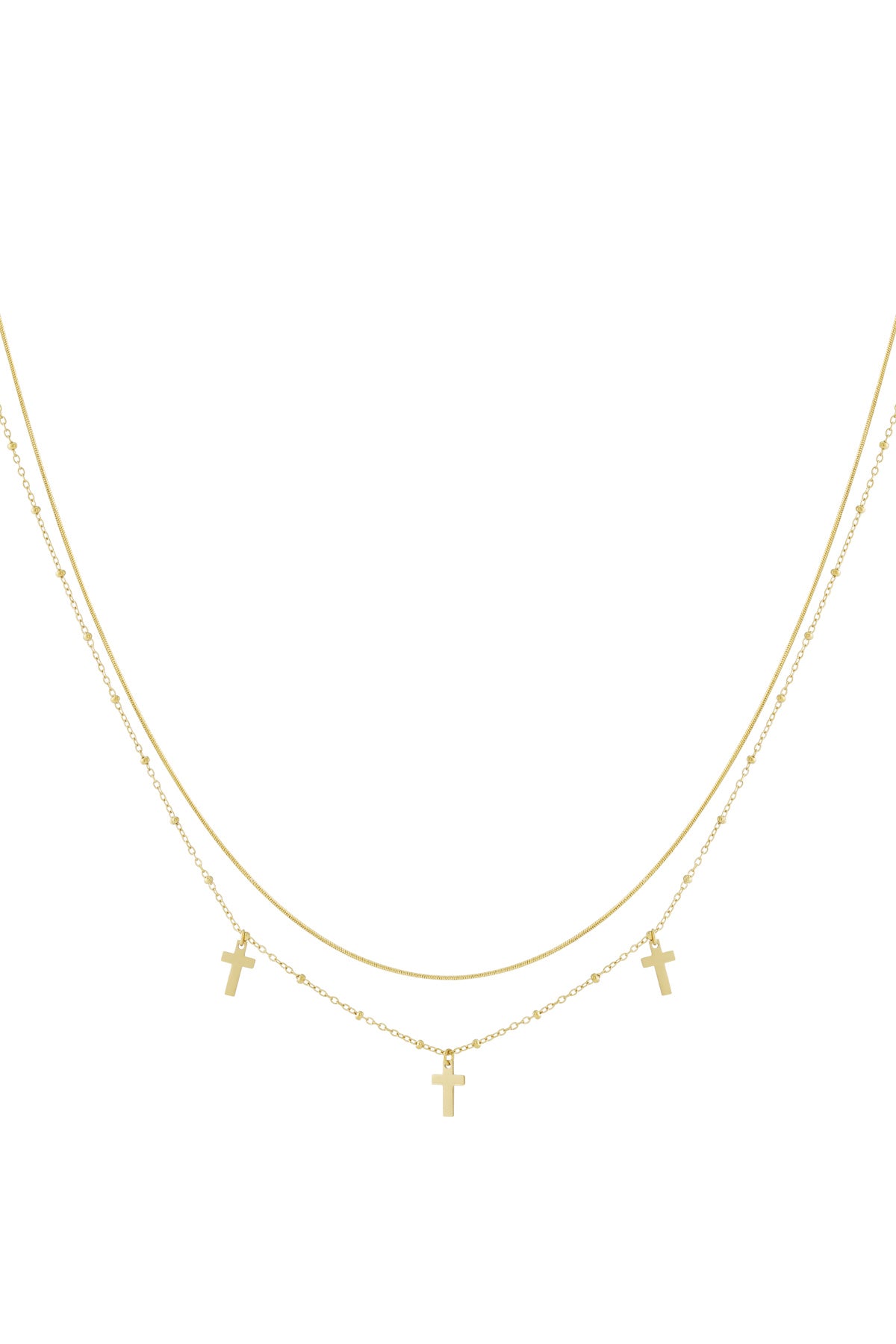 Gelaagde ketting met 3 kruisjes