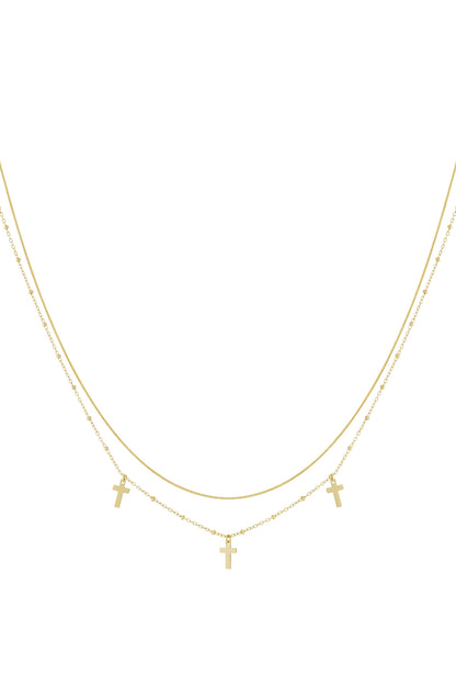 Gelaagde ketting met 3 kruisjes