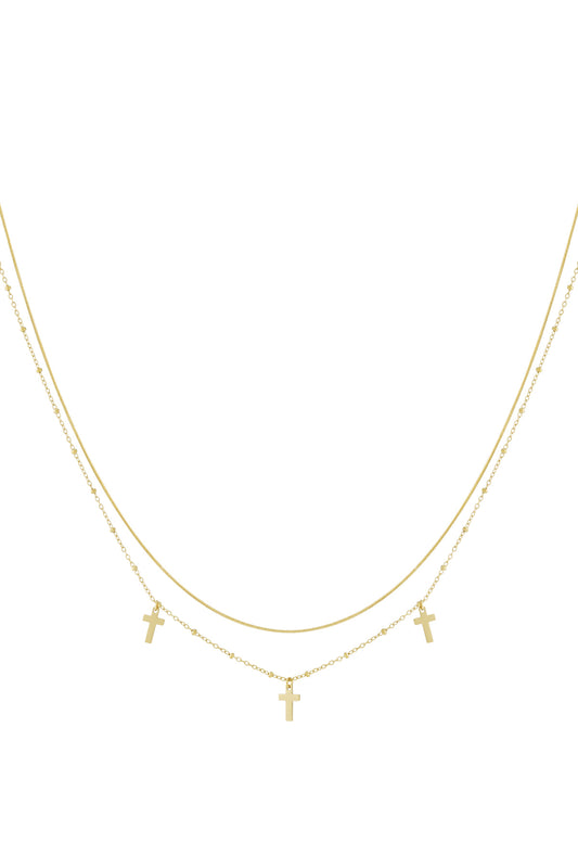 Gelaagde ketting met 3 kruisjes