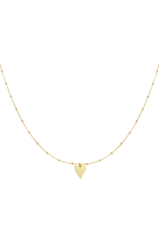 ketting met bolletjes en hartbedel