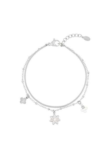 Bloemenarmband - Zilverkleur