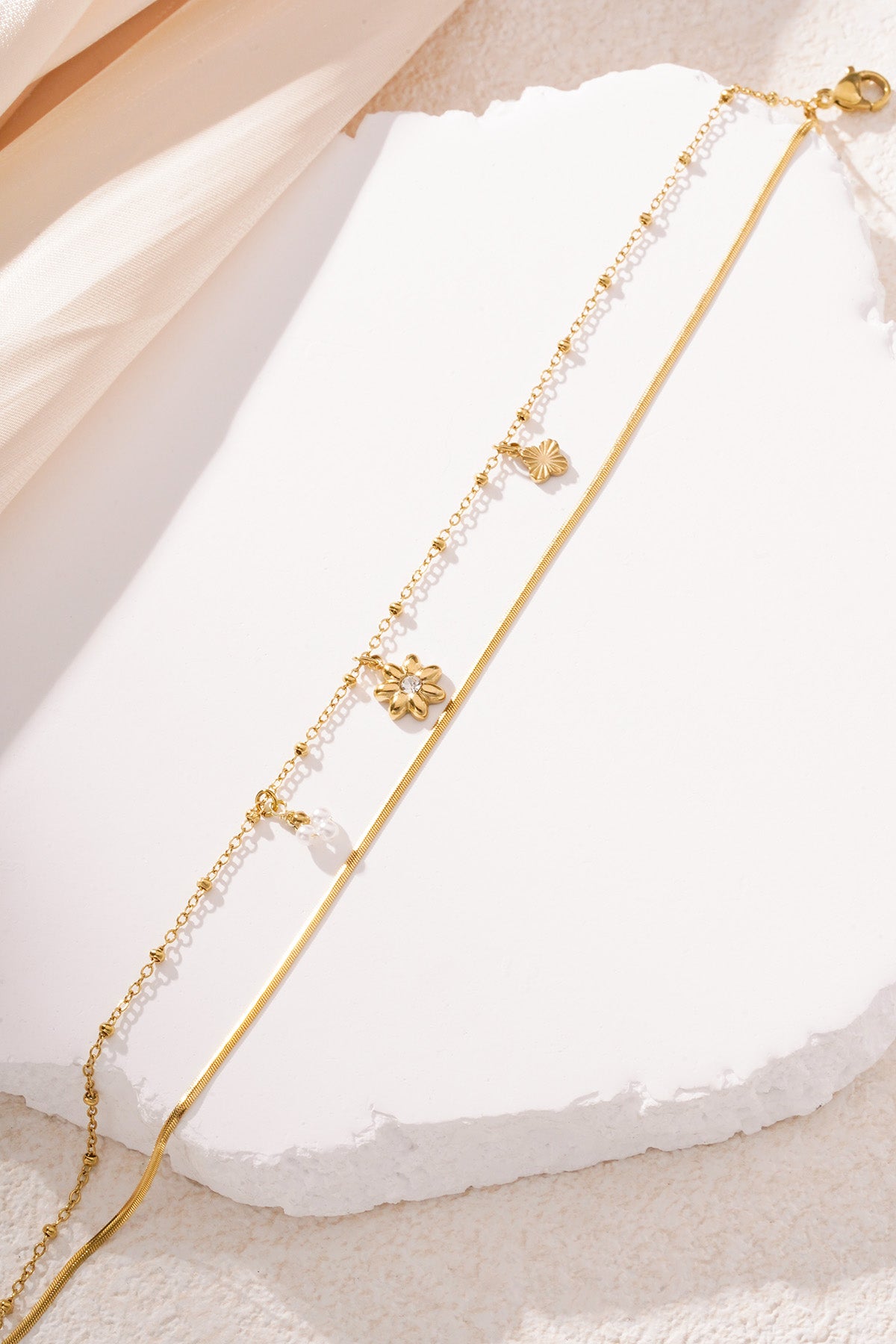 Bloemenarmband - Zilverkleur