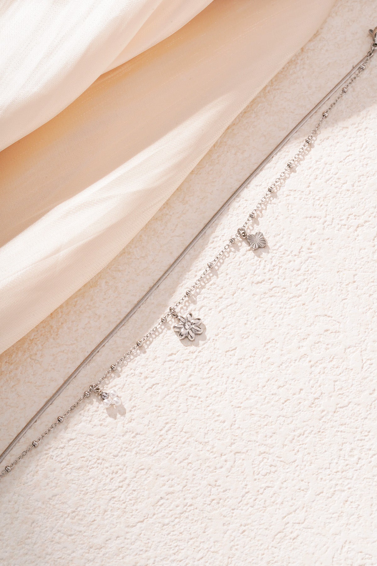 Bloemenarmband - Zilverkleur