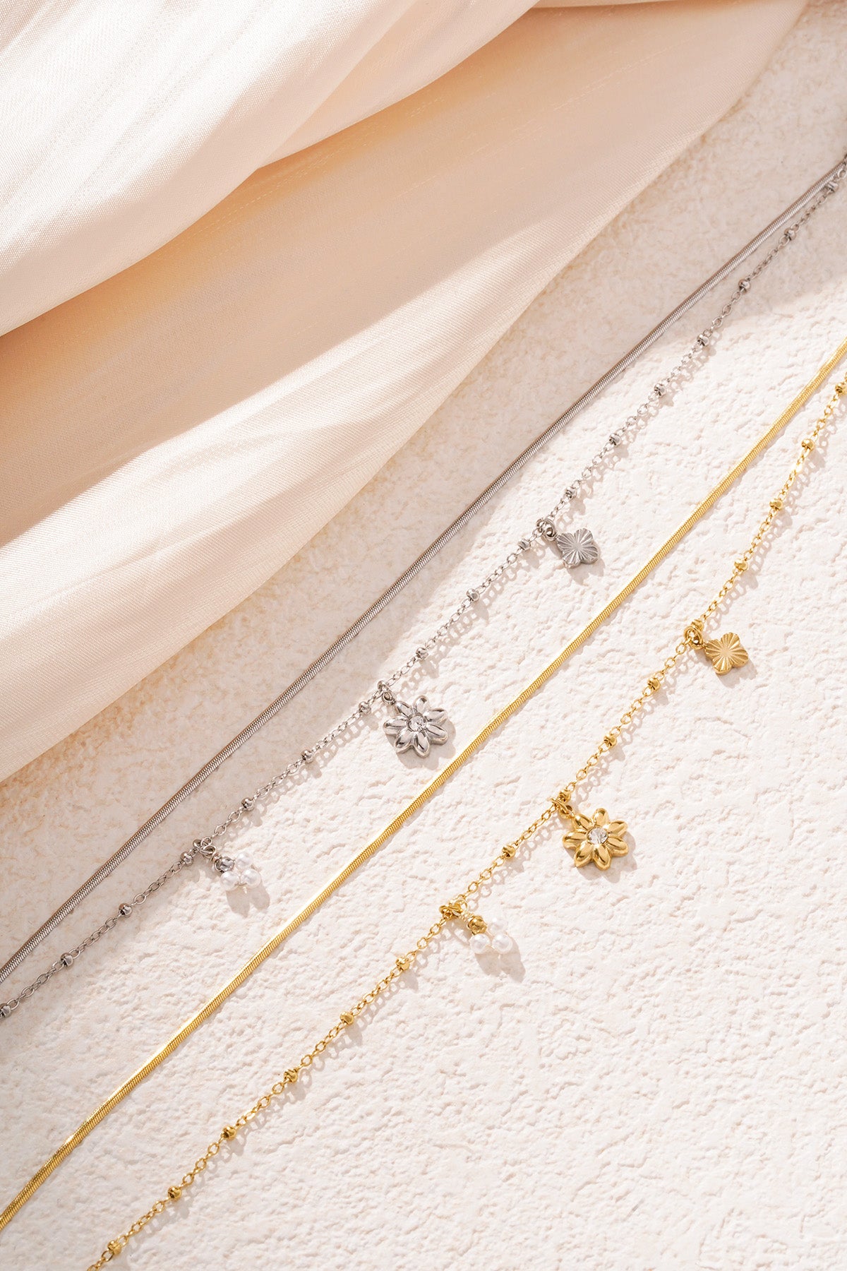 Bloemenarmband - Zilverkleur