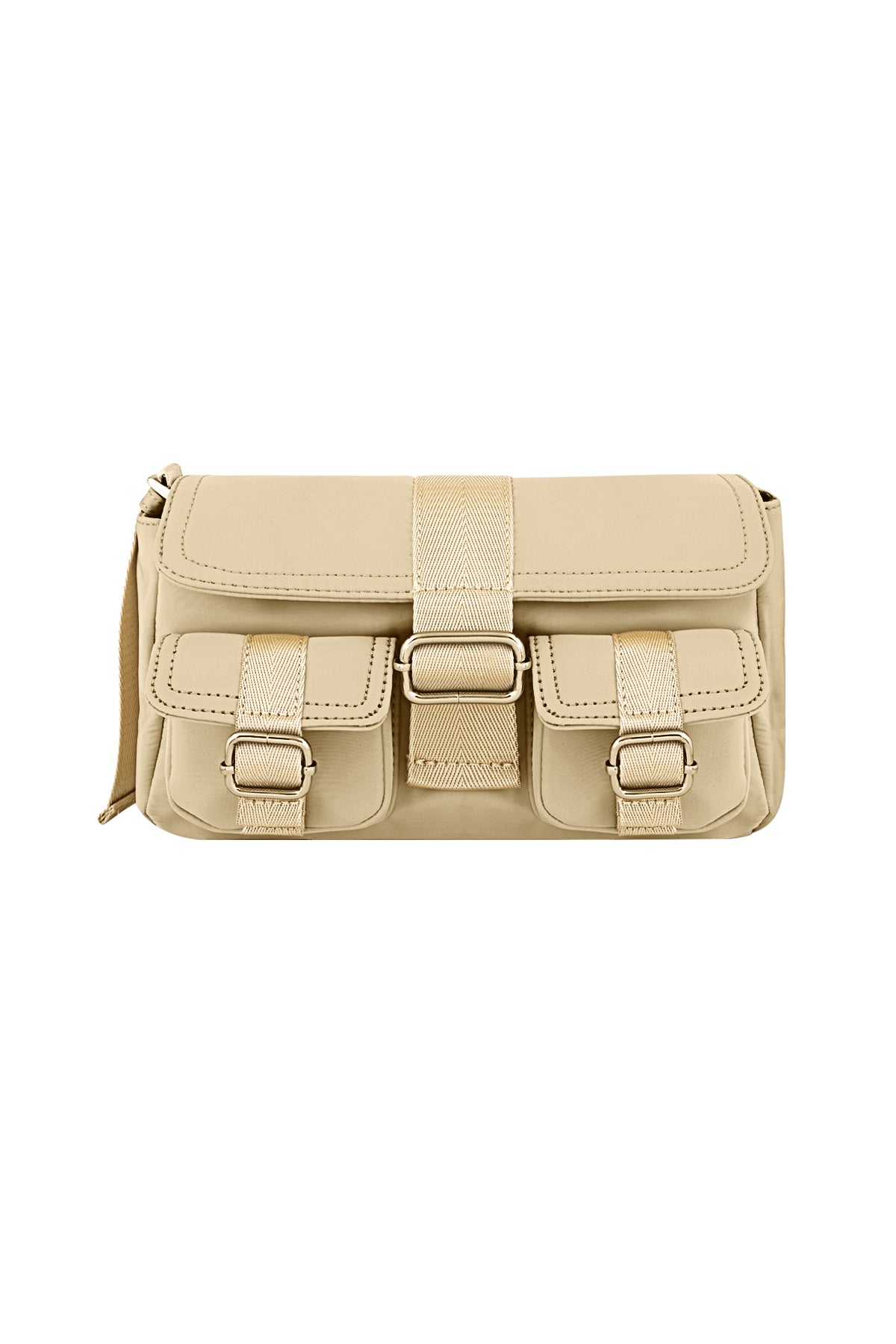 Schattige cargo tas beige, Amour Bijoux schoudertas met metalen hardware