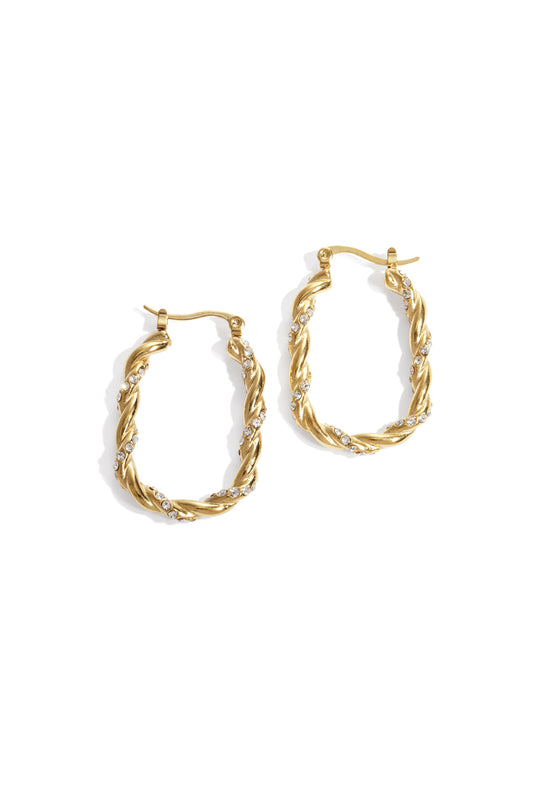 Twisted Sparkle Hoop oorbellen