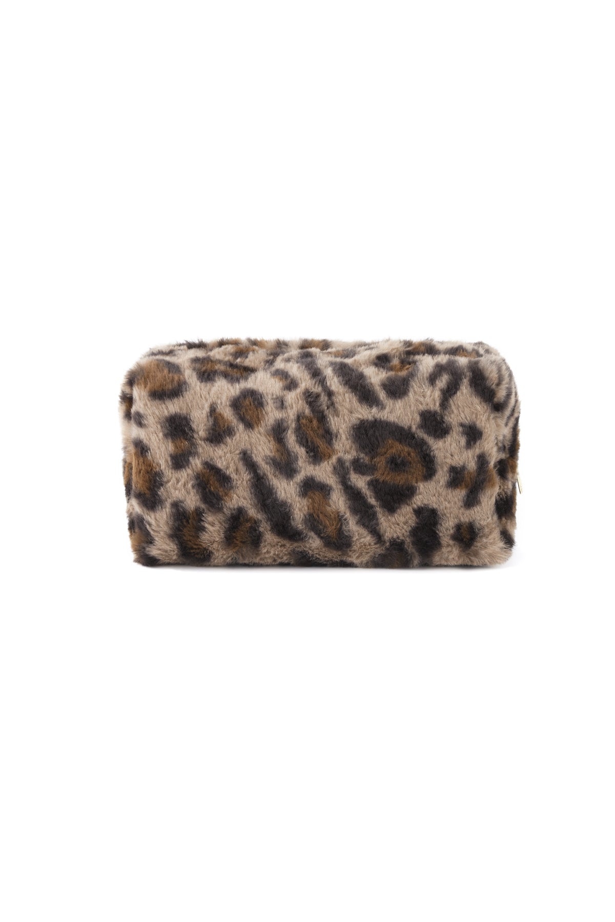 Make-up tas van zachte leopardprint nepvacht, elegant en luxe