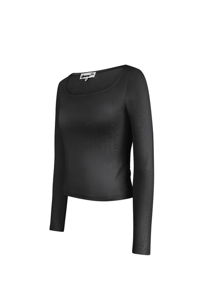 Long sleeve crop top low neck