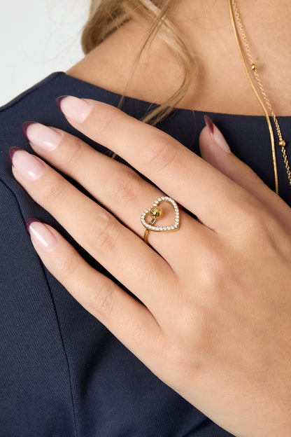 Ring met hartje en bolletje