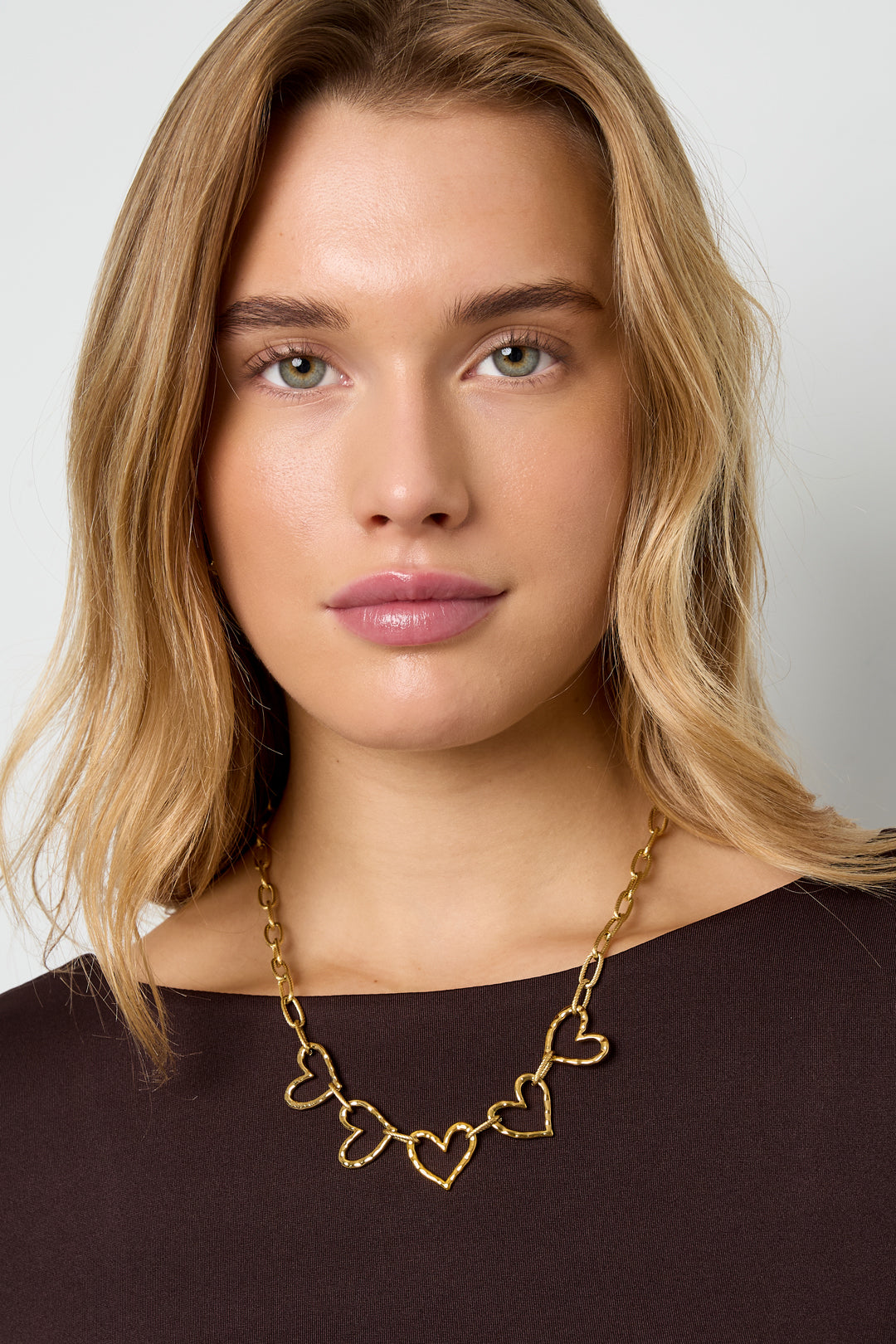 Gouden hartjes schakelketting