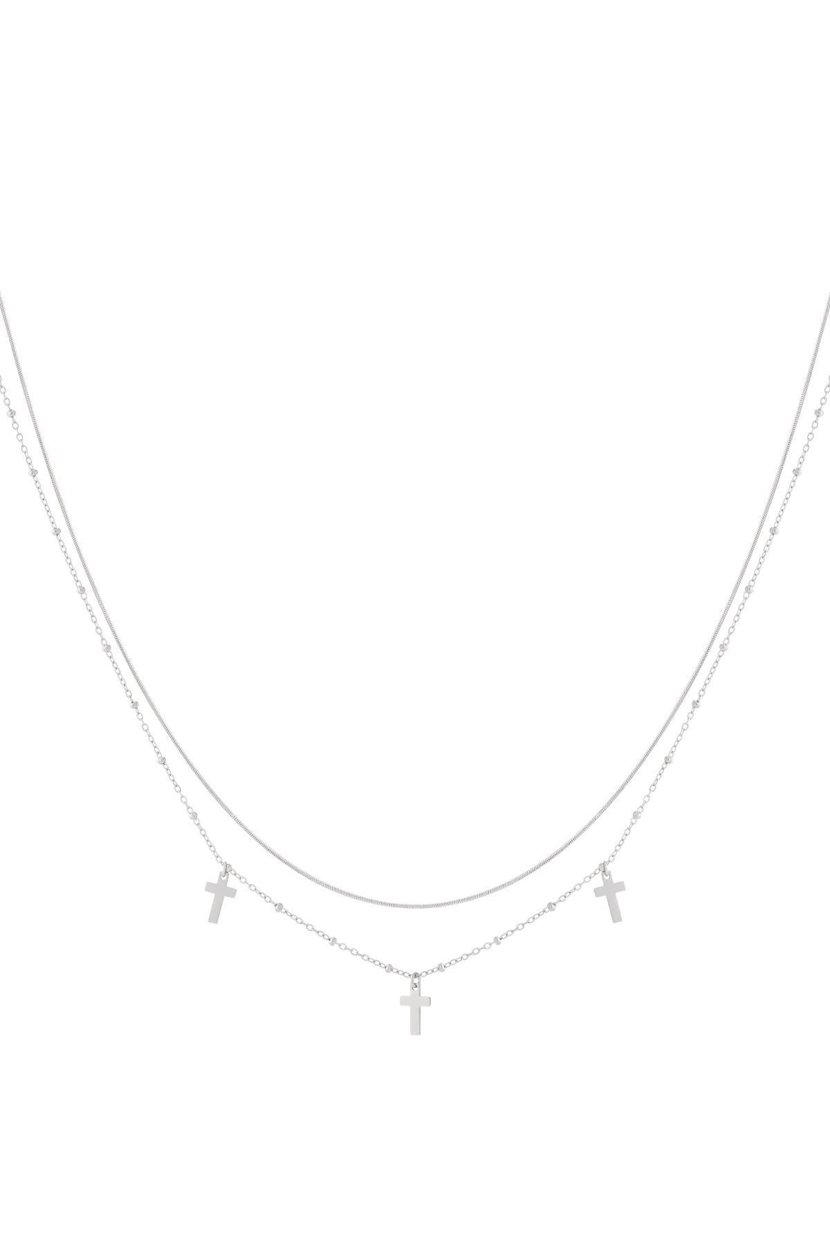 Gelaagde ketting met 3 kruisjes