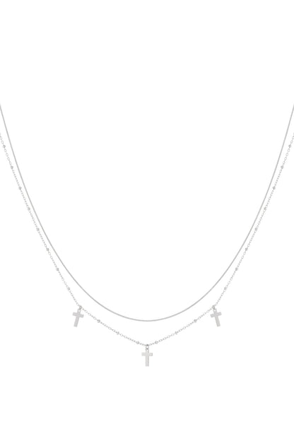Gelaagde ketting met 3 kruisjes
