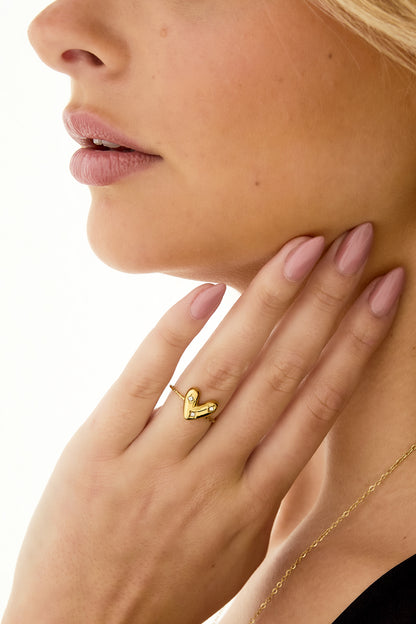 Ring met hartje en diamantjes