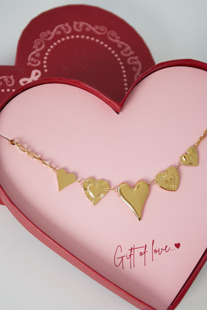 gift of love love ketting 5 hartjes